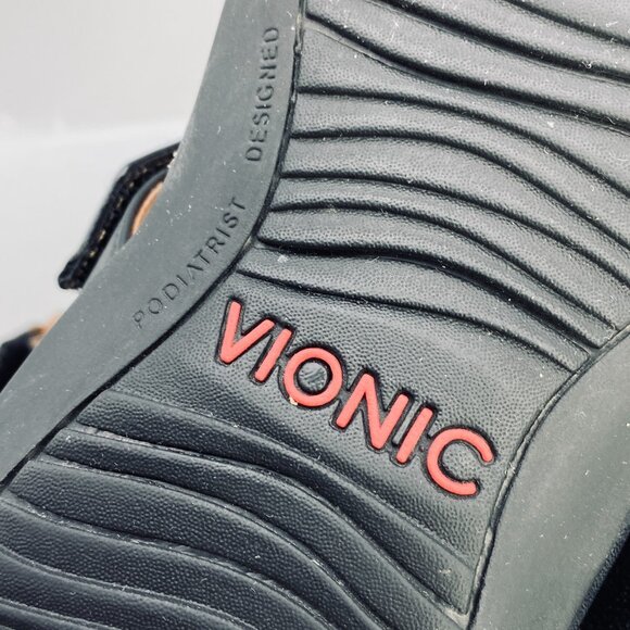 Vionic Wanda Flip Flop Sandals Womens Size US 10 Black Leather T Strap TVW5658 - Picture 7 of 10